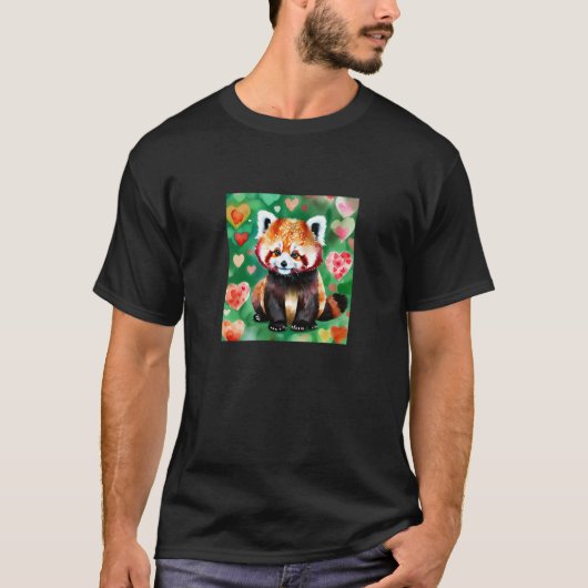 Valentine's Day Love Heart Red Panda Girlfriend Fi Tシャツ (正面)