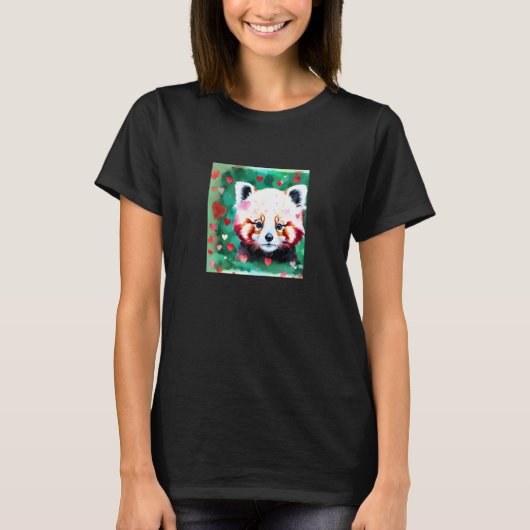 Valentine's Day Love Heart Red Panda Girlfriend Fi Tシャツ (正面)