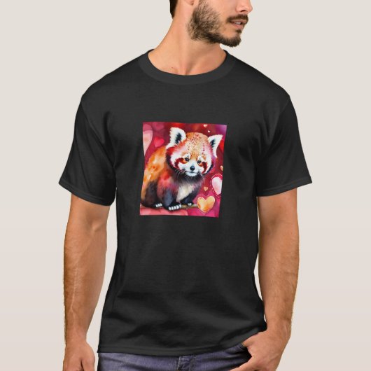 Valentine's Day Love Heart Red Panda Girlfriend Fi Tシャツ (正面)