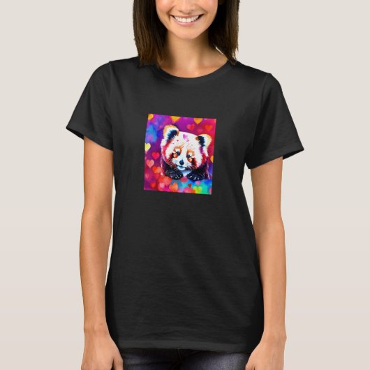 Valentine's Day Love Heart Red Panda Girlfriend Fi Tシャツ (正面)