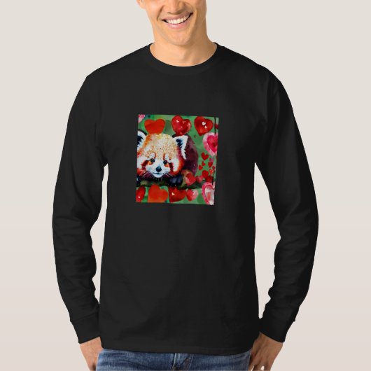 Valentine's Day Love Heart Red Panda Girlfriend Fi Tシャツ (正面)