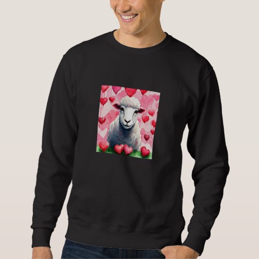 Valentine's Day Love Heart Sheep Girlfriend Fiancé スウェットシャツ (正面)