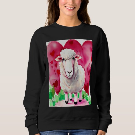 Valentine's Day Love Heart Sheep Girlfriend Fiancé スウェットシャツ (正面)
