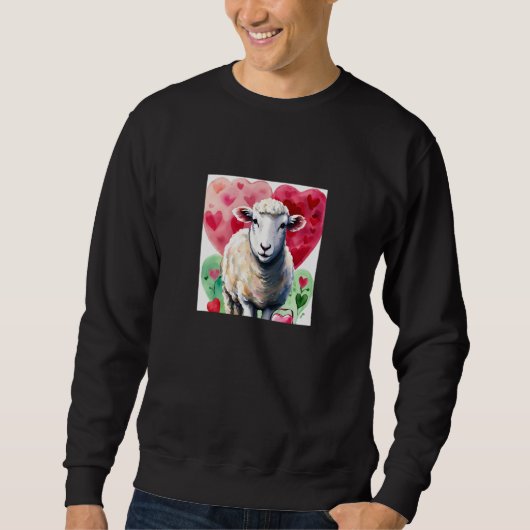 Valentine's Day Love Heart Sheep Girlfriend Fiancé スウェットシャツ (正面)