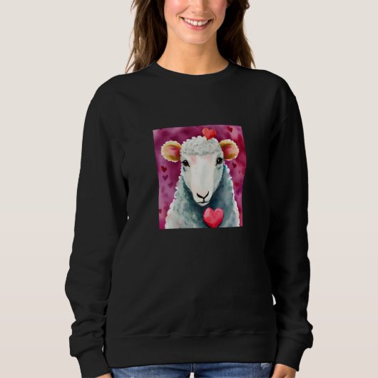 Valentine's Day Love Heart Sheep Girlfriend Fiancé スウェットシャツ (正面)