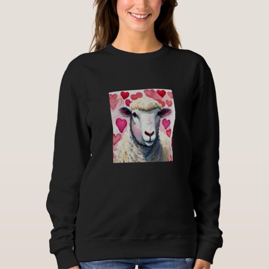 Valentine's Day Love Heart Sheep Girlfriend Fiancé スウェットシャツ (正面)
