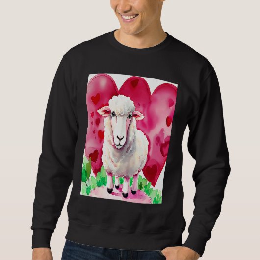 Valentine's Day Love Heart Sheep Girlfriend Fiancé スウェットシャツ (正面)