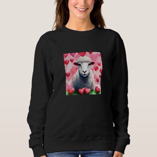 Valentine's Day Love Heart Sheep Girlfriend Fiancé スウェットシャツ (正面)