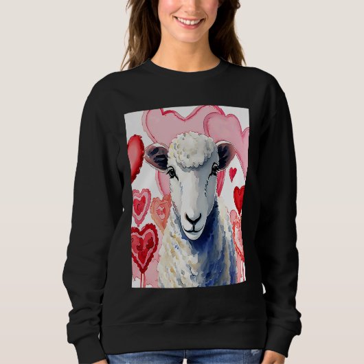 Valentine's Day Love Heart Sheep Girlfriend Fiancé スウェットシャツ (正面)