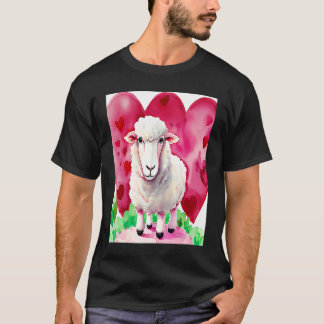 Valentine's Day Love Heart Sheep Girlfriend Fiancé Tシャツ