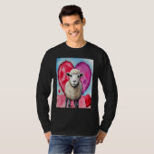 Valentine's Day Love Heart Sheep Girlfriend Fiancé Tシャツ (正面フル)