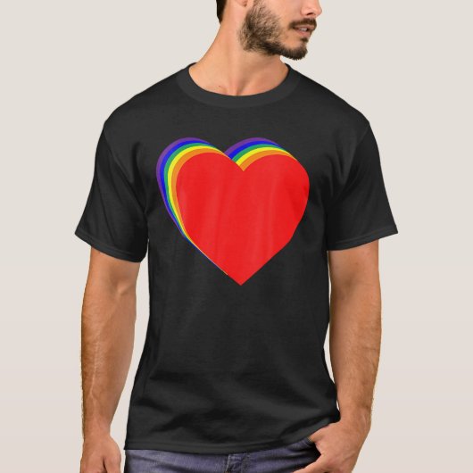 Valentines Day Love Hearts LGBT Gay Pride Flag Equ Tシャツ (正面)