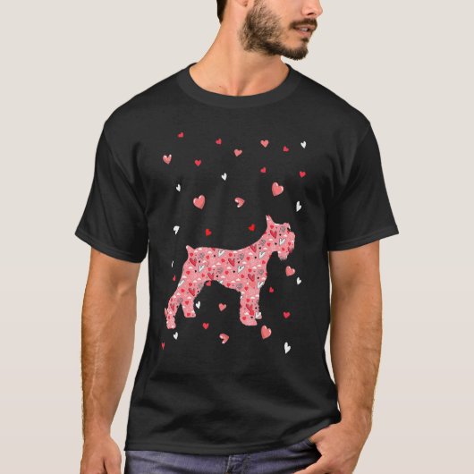 Valentines Day Love Hearts Schnauzer Dog Puppy Lov Tシャツ (正面)