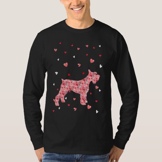 Valentines Day Love Hearts Schnauzer Dog Puppy Lov Tシャツ (正面)