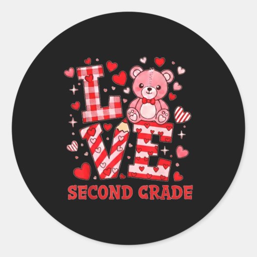 Valentine's Day Love Second Grade Teacher  ラウンドシール (正面)