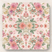 Valentine's Day, Lovely Pink Flowers Pattern コースター (正面)