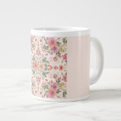 Valentine's Day, Lovely Pink Flowers Pattern  ジャンボコーヒーマグカップ (正面右)