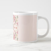 Valentine's Day, Lovely Pink Flowers Pattern  ジャンボコーヒーマグカップ (右)