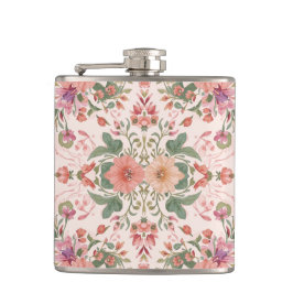 Valentine's Day, Lovely Pink Flowers Pattern  フラスク