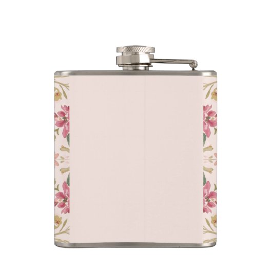 Valentine's Day, Lovely Pink Flowers Pattern  フラスク (裏面)