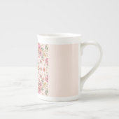 Valentine's Day, Lovely Pink Flowers Pattern  ボーンチャイナマグカップ (右)