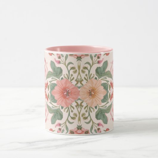 Valentine's Day, Lovely Pink Flowers Pattern マグカップ (中央)