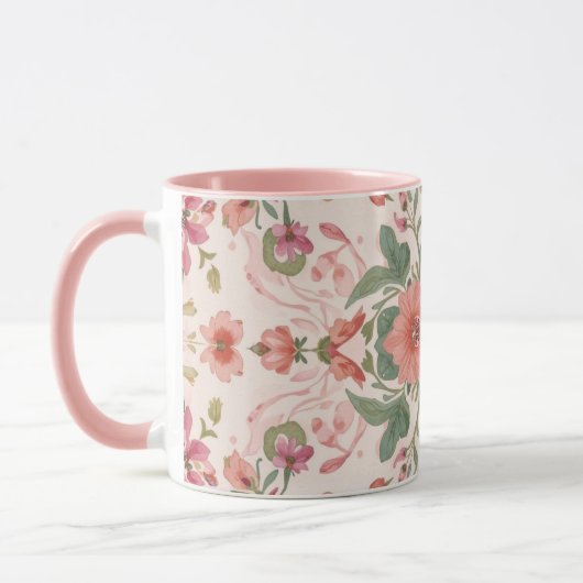 Valentine's Day, Lovely Pink Flowers Pattern マグカップ (左)