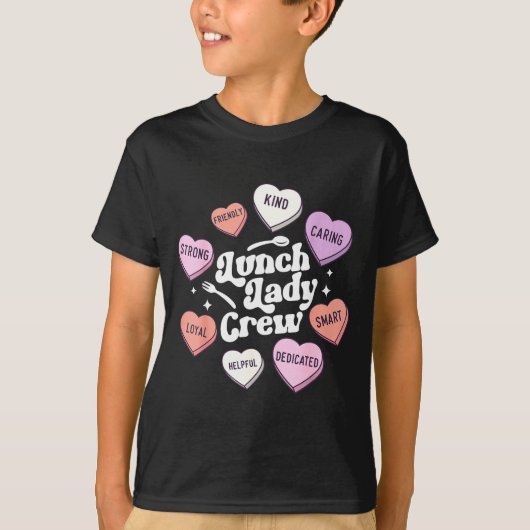 Valentines Day Lunch Lady Groovy Cafeteria Squad H Tシャツ (正面)
