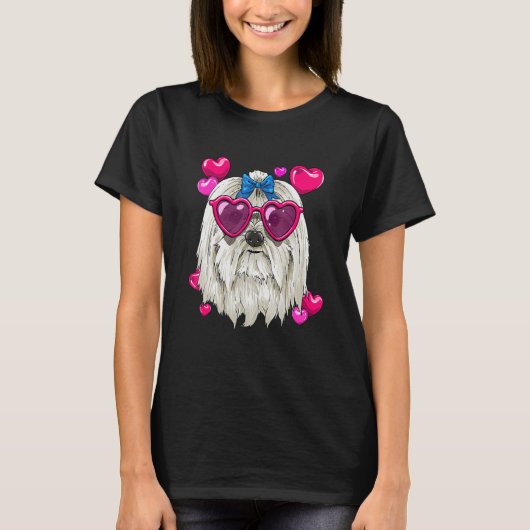 Valentines Day Maltese Heart Couples Maltese Dog Tシャツ (正面)