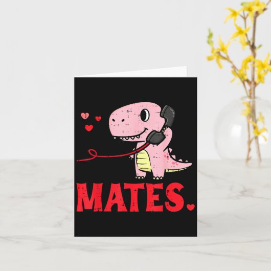 Valentines Day Matching Soulmates Mates Dino Coupl カード (黄色い花)