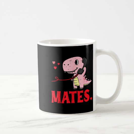 Valentines Day Matching Soulmates Mates Dino Coupl コーヒーマグカップ (右)