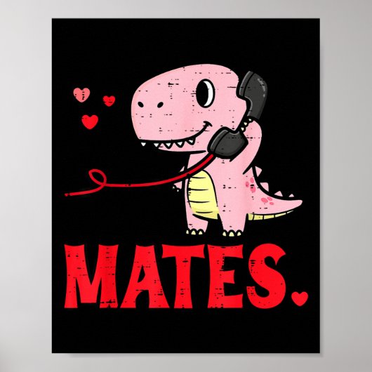 Valentines Day Matching Soulmates Mates Dino Coupl ポスター (正面)