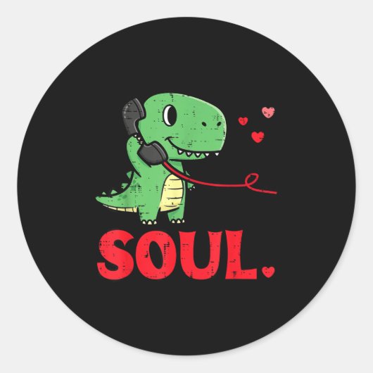 Valentines Day Matching Soulmates Soul Dino Trex C ラウンドシール (正面)