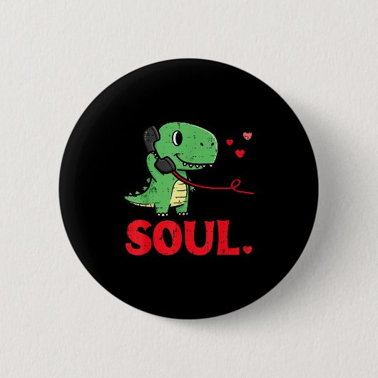 Valentines Day Matching Soulmates Soul Dino Trex C 缶バッジ (正面)