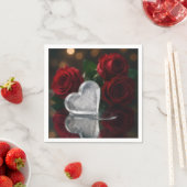 Valentine's Day Melting Ice Heat With Red Roses スタンダードカクテルナプキン (インサイチュ)