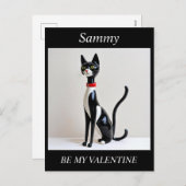 VALENTINE'S DAY Mid Century Cat、編集可能はがき シーズンポストカード (正面/裏面)