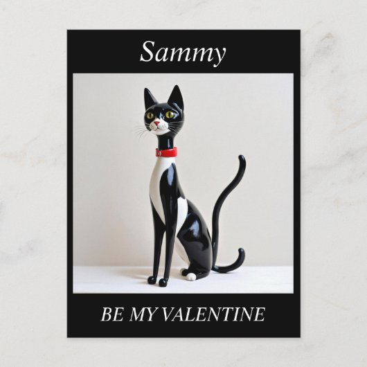 VALENTINE'S DAY Mid Century Cat、編集可能はがき シーズンポストカード (正面)