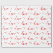 Valentine's Day Modern Love Heart Script Pattern ラッピングペーパー (フラット)