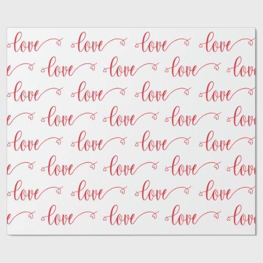 Valentine's Day Modern Love Heart Script Pattern ラッピングペーパー (フラット)
