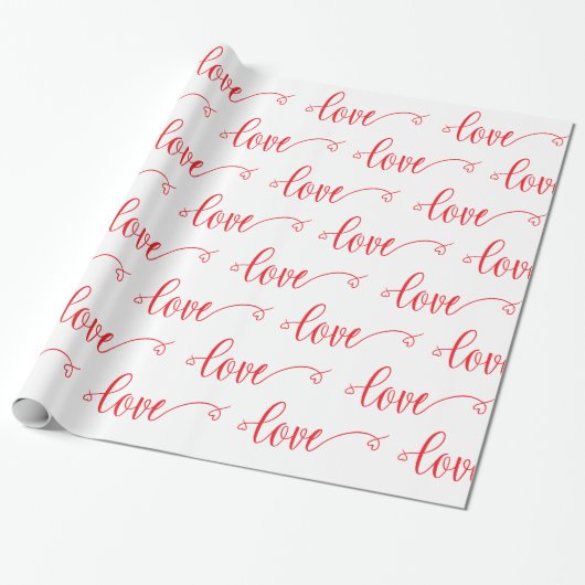 Valentine's Day Modern Love Heart Script Pattern ラッピングペーパー (アンロールド)