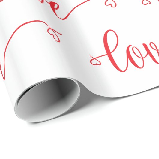 Valentine's Day Modern Love Heart Script Pattern ラッピングペーパー (ロールコーナー)