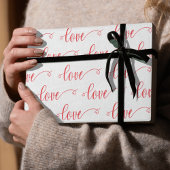 Valentine's Day Modern Love Heart Script Pattern ラッピングペーパー