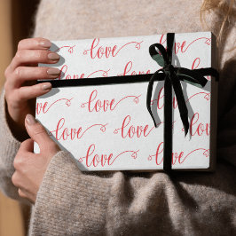 Valentine's Day Modern Love Heart Script Pattern ラッピングペーパー