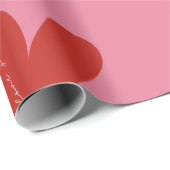 Valentine's Day Modern Red & Pink Hearts Script ラッピングペーパー (ロールコーナー)