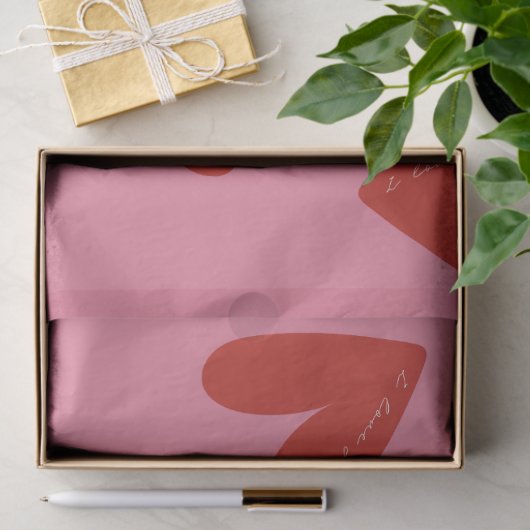 Valentine's Day Modern Red & Pink Hearts Script 薄葉紙 (ギフト)