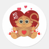 Valentine's Day Monkey  ラウンドシール (正面)