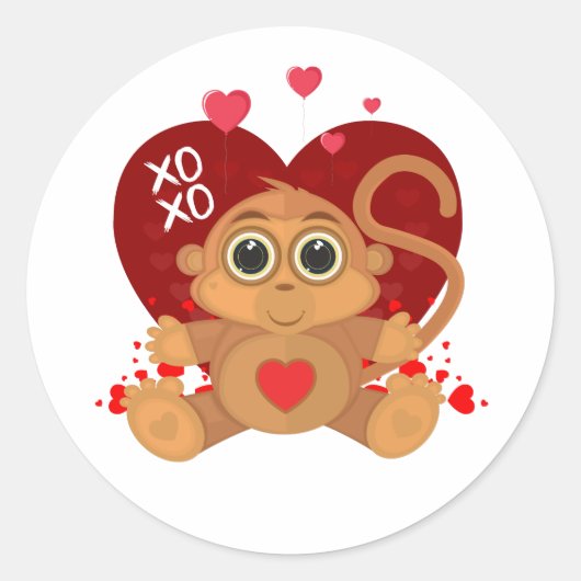 Valentine's Day Monkey  ラウンドシール (正面)