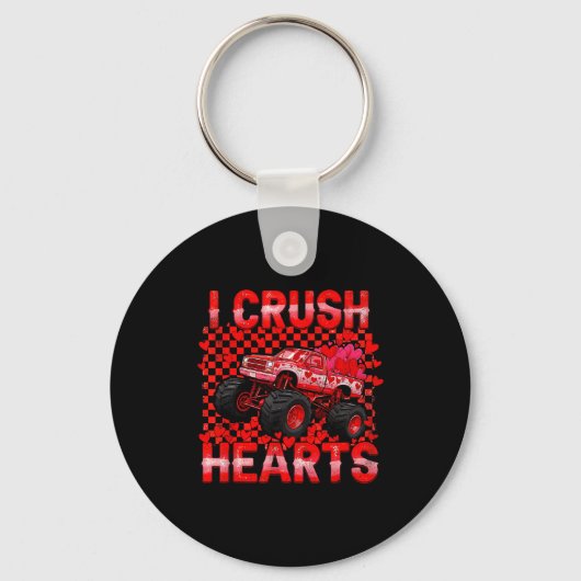 Valentines Day Monster Truck Crush Hearts Toddler キーホルダー (正面)