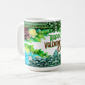 Valentine's Day Mugs Green Floral Design コーヒーマグカップ (正面左)