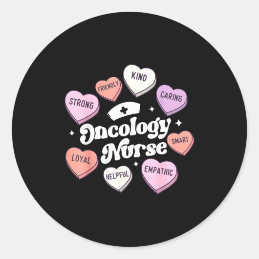 Valentines Day Oncology Nurse Cancer Suprt Groovy  ラウンドシール (正面)